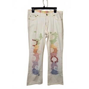 Pepe Jeans White Embroidered Jeans‎ y2k